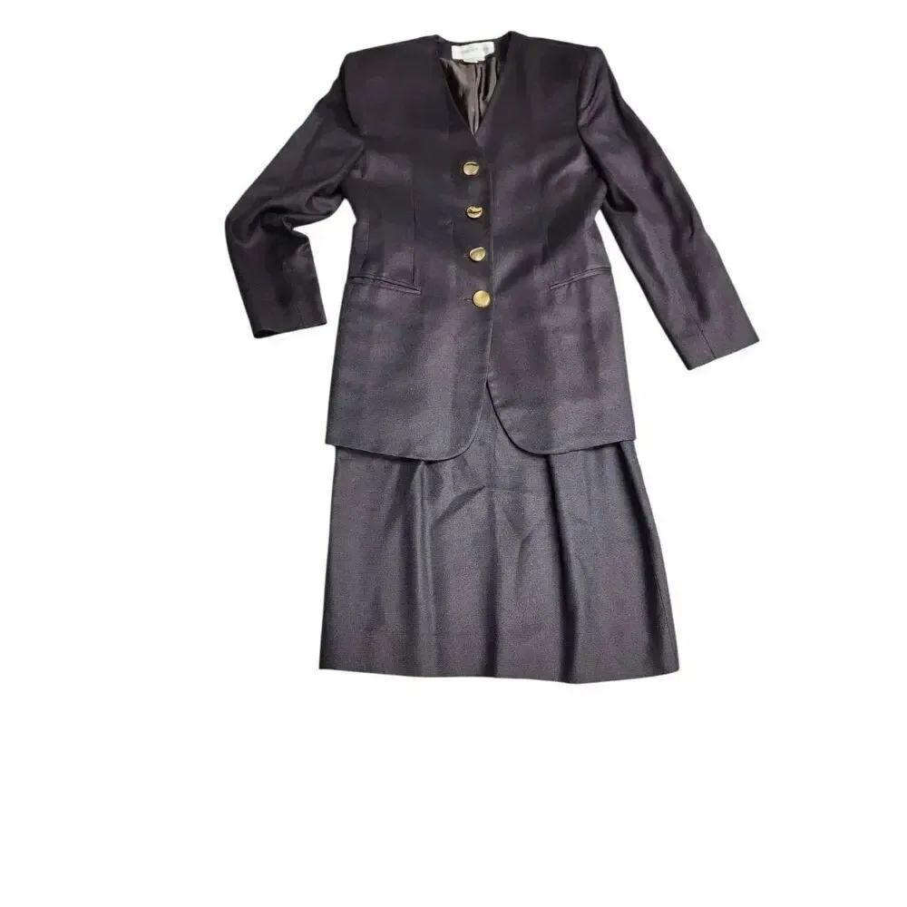 Jones New York Navy Skirt Suit with Gold Buttons - Picture 2 of 14